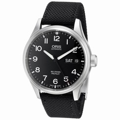 ORIS MEN'S 45MM BLACK CALFSKIN BAND STEEL CASE AUTOMATIC WATCH 75276984164LS