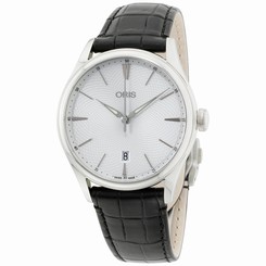 Oris Artelier Silver Dial Leather Strap Men's Watch 73377214051LS