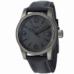 Oris Men's 73376294263LS Big Crown Black Leather Strap Watch New