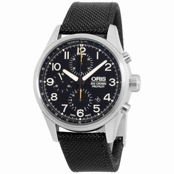 Oris Black Dial Chrono Black Nylon Strap Men's Watch 77476994134TSBLK