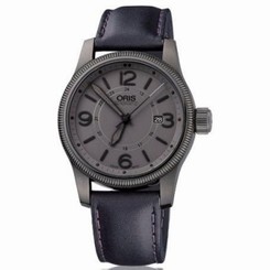 Oris 01733762942630752279 Mens Grey Dial Automatic Watch with Leather Strap