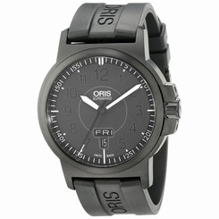 Oris Men's 73576414764RS BC3 Sportsman Day Date Black DLC Case and Rubber Strap 646986014978