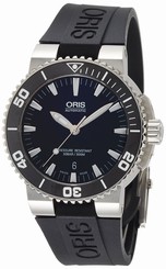 New ORIS Aquis Date SS/Rubber Black Dial Men's Automatic Watch 733 7653 4154R,MR