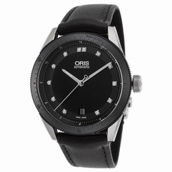 Oris Artix Gt 0173376714494-0751882FC Womens Black Dial Watch with Leather Strap