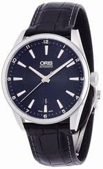 New ORIS Artic Scan Date SS/Leather Men's Automatic Wristwatch 733 7642 4034D,MR