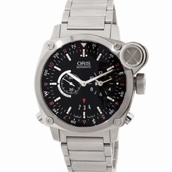 Oris BC4 Flight Timer Black Date Auto Steel Bracelet Mens Watch 690 7615 4154MB