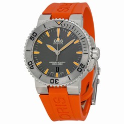 Oris Aquis Date Grey Dial Black Rubber Mens Watch 01 733 7653 4158-07 4 26 34GEB