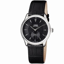 Oris Artelier Men's 40mm Automatic Black Calfskin Sapphire Watch 39675804054LS