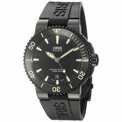 ORIS MEN'S 43MM BLACK RUBBER BAND STEEL CASE AUTOMATIC WATCH 73376534722RS