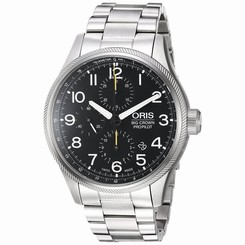 ORIS MEN'S 44MM STEEL BRACELET & CASE AUTOMATIC BLACK DIAL WATCH 77476994134MB