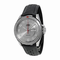 Oris Artix GT Day Date Silver Dial Black Leather Mens Watch 01 735 7662 4461-07