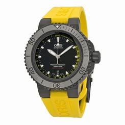 Oris Aquis Depth Guage Black Dial Yellow Rubber Mens Watch 733-7675-4754SET