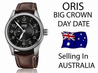 Oris BIG CROWN 44m ,Pointer DAY. DATE, Small seconds RRP $2750 leather / Steel