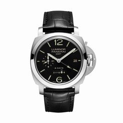 NEW Panerai Luminor 1950 8 days GMT 44 mm Steel Leather Watch PAM00233 7612456323515