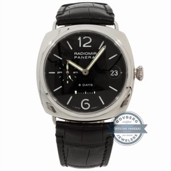 Panerai Radiomir GMT 8-Day LE PAM 200 Manual 45mm White Gold Mens Strap Watch