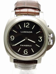 Panerai Luminor Base Black Dial Brown Leather Titanium PAM00176 Full Pkg