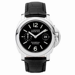 PANERAI MEN'S LUMINOR 44MM LEATHER BAND STEEL CASE AUTOMATIC WATCH PAM00104