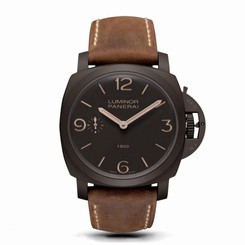 PANERAI MEN'S LUMINOR 1950 47MM BROWN LEATHER BAND MECHANICAL WATCH PAM00375