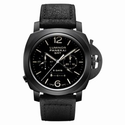 PANERAI MEN'S LUMINOR 1950 44MM BLACK LEATHER BAND AUTOMATIC WATCH PAM00317
