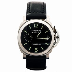 PANERAI LUMINOR PAM 48 OP6529 LEATHER BAND BLACK DIAL DATE AUTOMATIC MENS WATCH
