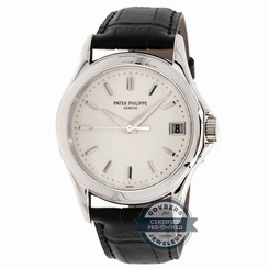 Patek Philippe Calatrava 5107G-001 Auto 37mm White Gold Mens Strap Watch Date