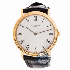 Fake AAA Patek Philippe Calatrava 3954J Quartz 33mm Yellow Gold Mens Strap Watch Watch