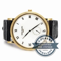 Patek Philippe Calatrava 3919J Manual 34mm Yellow Gold Mens Strap Watch Tang