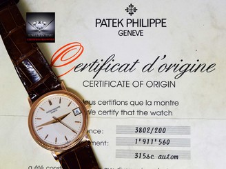 Fake AAA Patek Philippe 3802 Calatrava 18k Rose Gold Mens Watch Box/Papers 3802/200 Watch