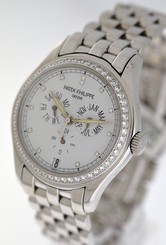 Patek Philippe Annual Calendar Diamond Dial/Bezel RARE 18k White Gold 37mm watch