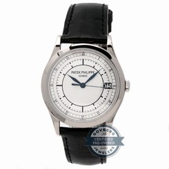 Patek Philippe Calatrava 5296G-001 Auto 38mm White Gold Mens Strap Watch Date