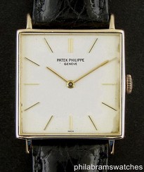 Patek Philippe Square Yellow Gold Vintage 3430 Manual Silver Dial Black Croc