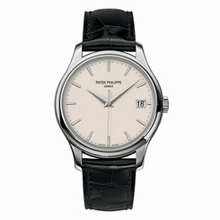 Patek Philippe Calatrava Mechanical Ivory Dial Leather Mens Watch 5227G-001