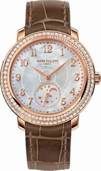 Patek Philippe Complications Mother Of Pearl Dial Taupe Leather Ladies Watch