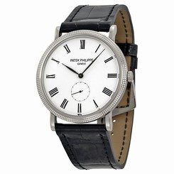 Patek Philippe Calatrava Automatic White Dial 18 kt White Gold Mens Watch 5119G