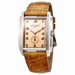 Patek Philippe Gondolo Manua Vintage Rose Dial Leather Mens Watch 5124G-001