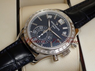 Patek Philippe 5961P-001 Diamond Platinum Blue Annual Calendar Chronograph 40.5m