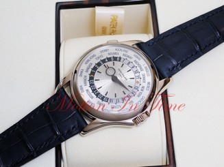 Patek Philippe 5130G World Time White Gold Silver Guilloche "Soleil" Dial 39.5mm