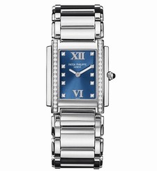 Patek Philippe 24 4910/10A-012 Stainless Steel Blue Diamond Dial 25x30 mm