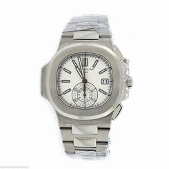 PATEK PHILIPPE 5980/1A-019 NAUTILUS CHRONOGRAPH WHITE DIAL MENS WATCH