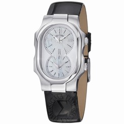 Philip Stein Womens 1-CMOP-LB Signature Mother of Pearl Dial Leather Strap Watch