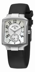 Philip Stein Women's 'Signature Classic Tank' Black Rubber Strap Watch
