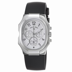 Philip Stein Men's 'Signature' Black Rubber Strap Chronograph Watch