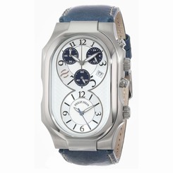 Philip Stein 3-CRSILBL-CSTN Mens Silver Dial Analog Quartz Watch