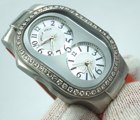 Philip Stein Signature Stainless Steel Diamond Teslar Mother of pearl Watch