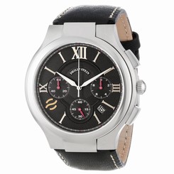 Philip Stein 45-CRBK-CSTB Mens Black Dial Analog Quartz Watch with Leather Strap
