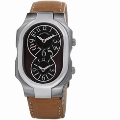Philip Stein Women's 32mm Brown Calfskin Stainless Steel Case Watch 2BRNCSTC