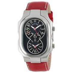 Philip Stein Unisex 2-BK-CSTR "Signature" Stainless Steel Watch with Leather Ban
