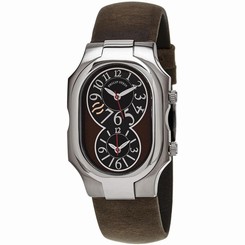 PHILIP STEIN WOMEN'S SIGNATURE LARGE STEEL CASE SWISS QUARTZ WATCH 2-BRN-CABR