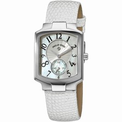 Philip Stein Women's 28mm White Calfskin Stainless Steel Case Watch 21FMOPCGLW