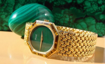 Piaget Malachite, Tiger's Eye & 18kt Yellow Gold Ladies Watch, Vintage, 70's